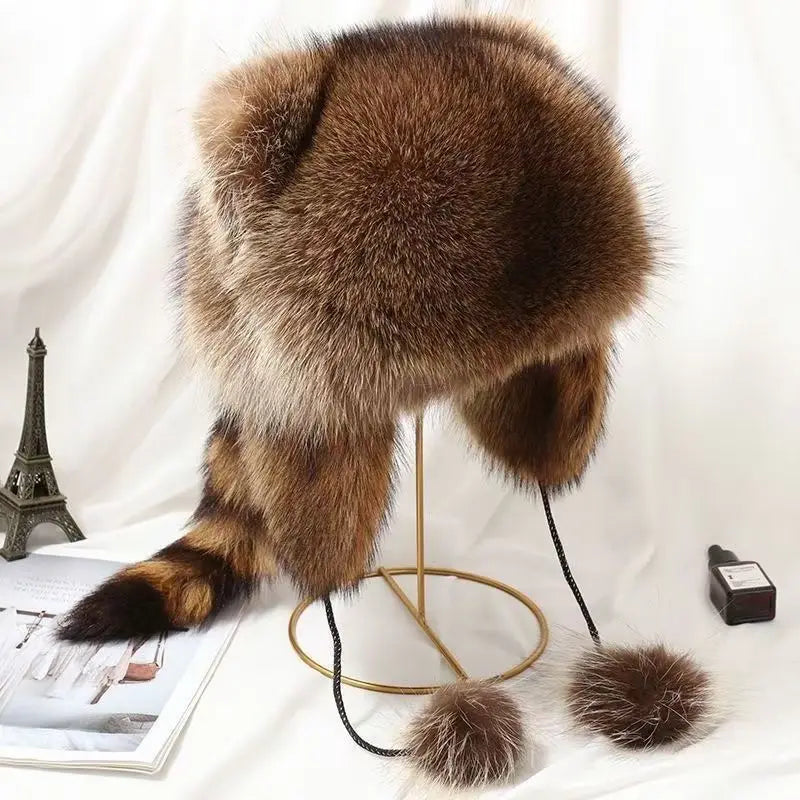 Winter Raccoon Hat Ear Protection Mink Lei Feng Warm Children's Qme