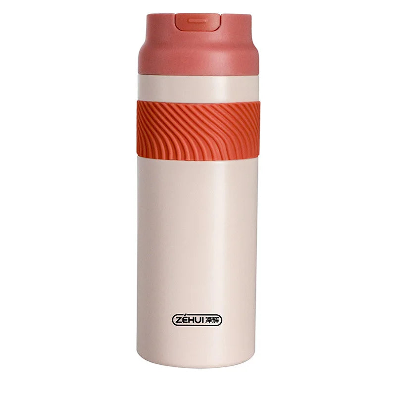 316 Stainless Steel Foldable Handle Flip-top Straw Sports Insulated Qme Orange 425ml