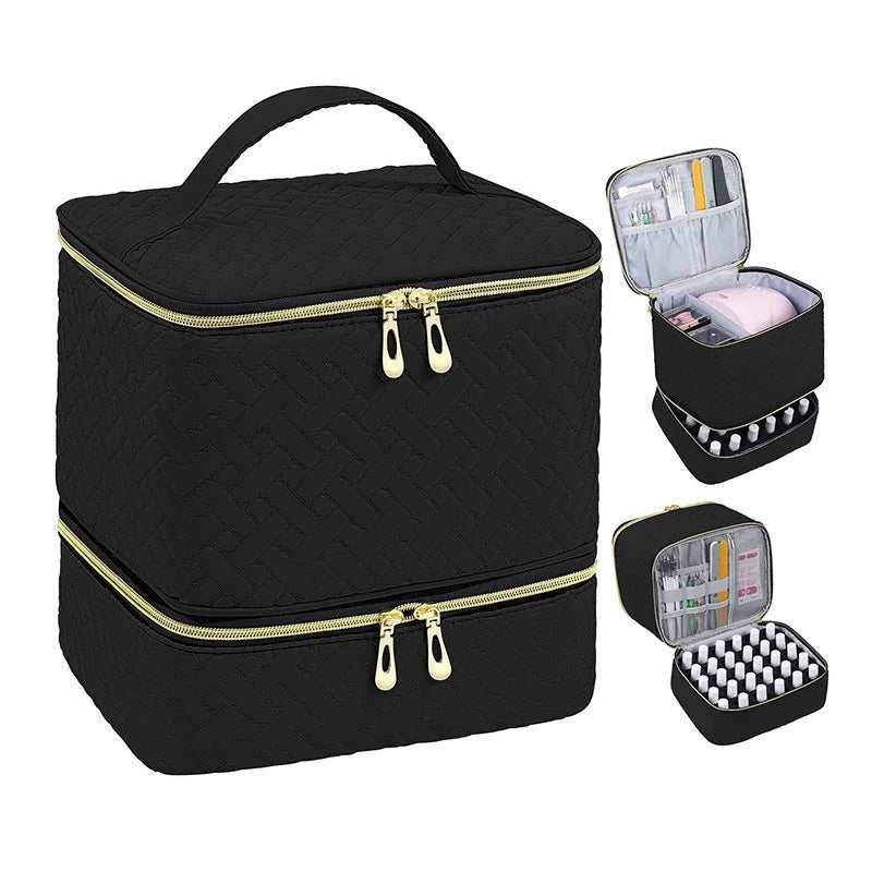Nail Polish StorageBag Essential Oil Storage Nail Products Baking Lamp To Accommodate Portable StorageBox Qme 1pcs black