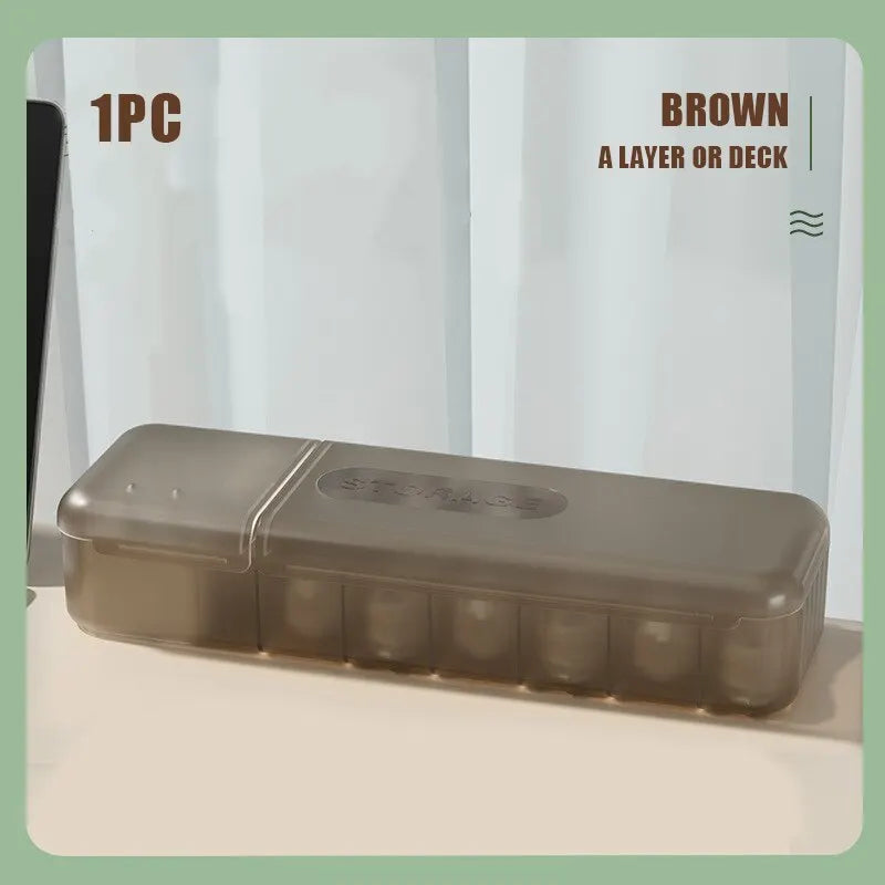 With 7 Compartments Organizer Charger Cord Storage Box Data Cable Storage Case Reusable Cable Storage Box For Home Travel New Qme brown