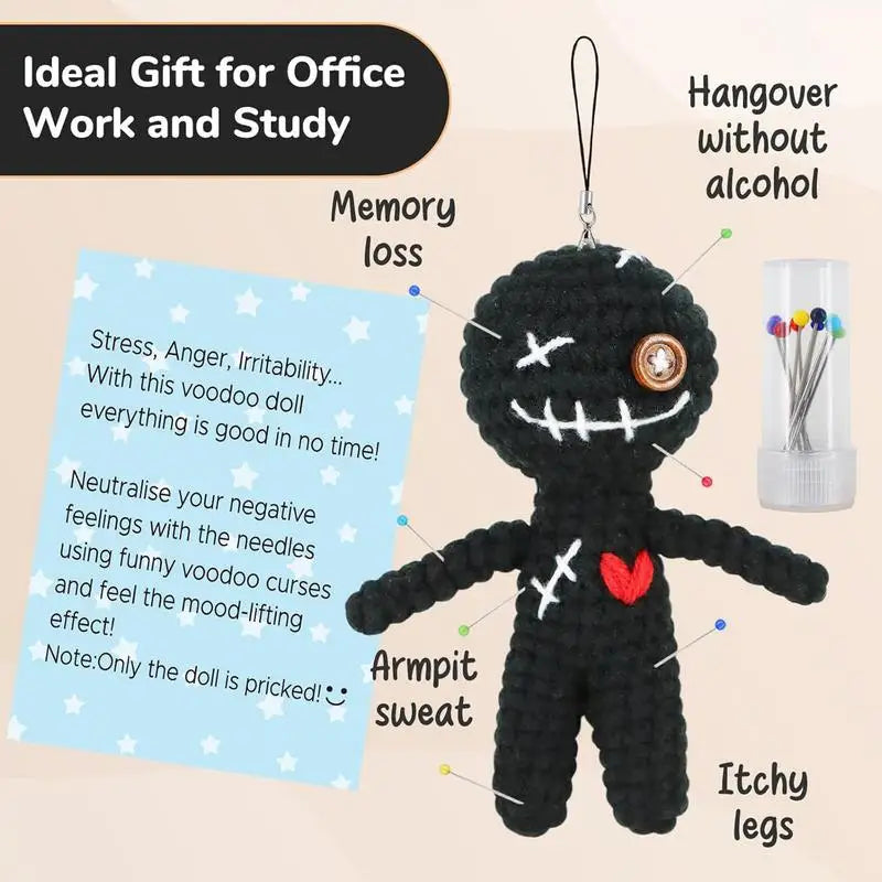 Emotional Support Voodoo Crochet Doll Needles Funny Plush Adorable Qme