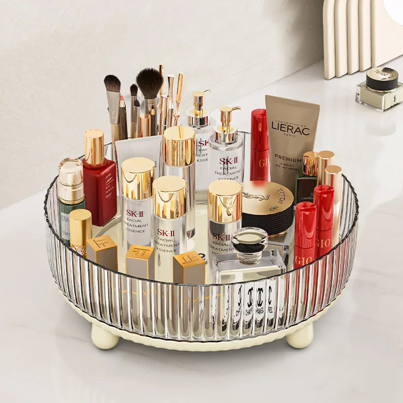 Luxury Plastic Rotating Organizer Cosmetic Storage Box Fruit Tray Qme One-Piece BottomCrea