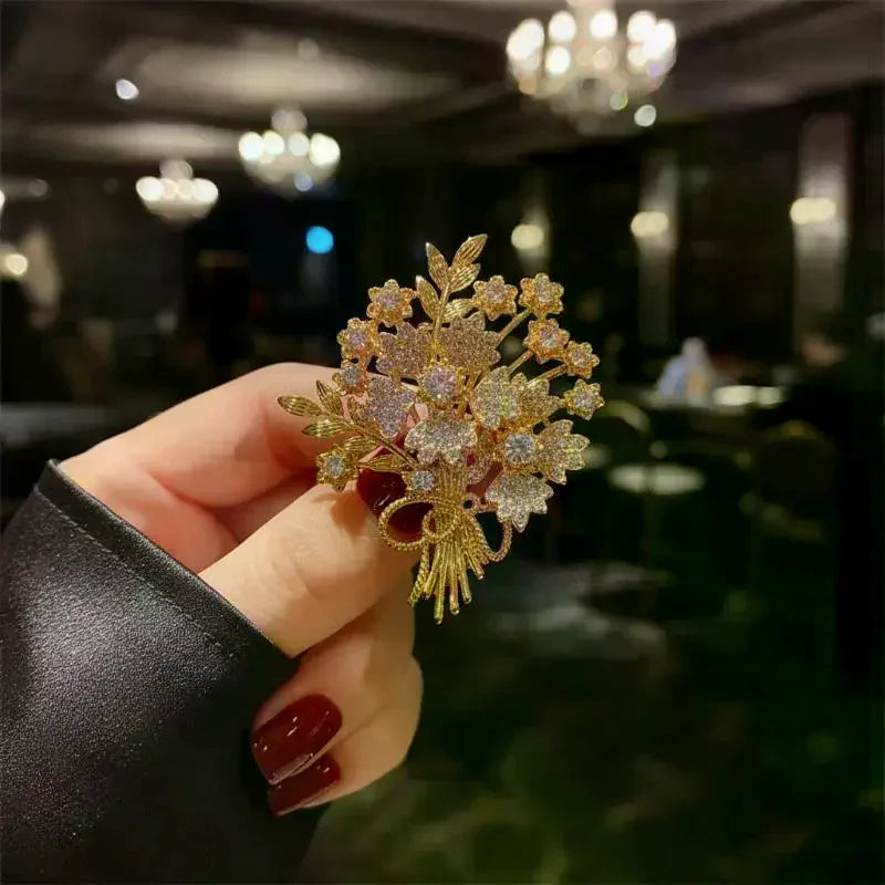 Rhinestone Money Tree Brooch, Sparkly Lucky Plant Lapel Pin Fashion Coat Clothing Jewelry Gifts for Women Qme