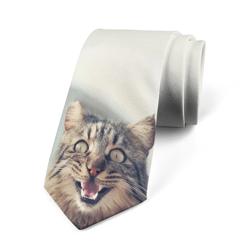 Fashion Cat Face Print Tie Casual Funny Novelty Men's Unique Qme style3