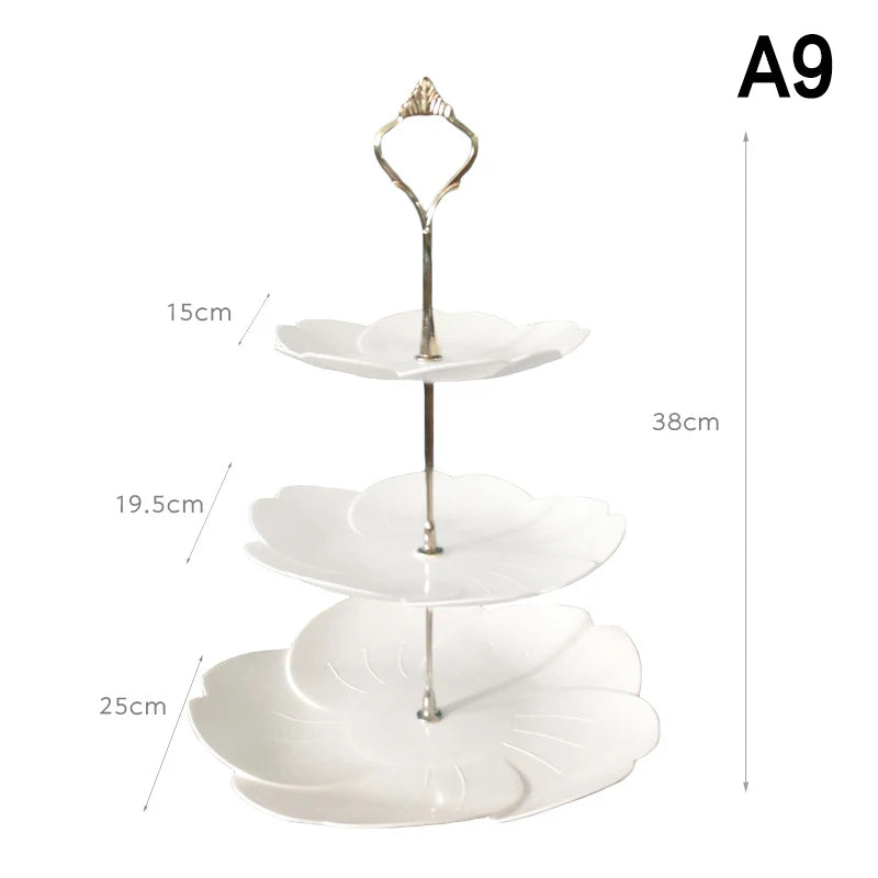 PPServing Stand Dessert Tower Sum Fruit Tray 2 3 Tier Tea Party Baby Qme A9