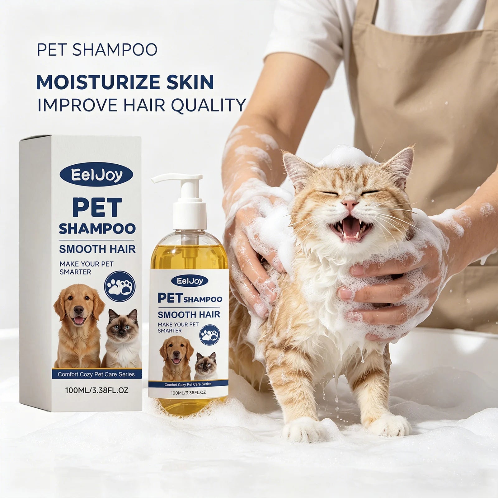 Coconut Oil Pet Shampoo Cleaning Fur Eliminate Odor Smoothing & Softening Hair Natural Formula Moisturizing Pet Hair Conditioner Qme