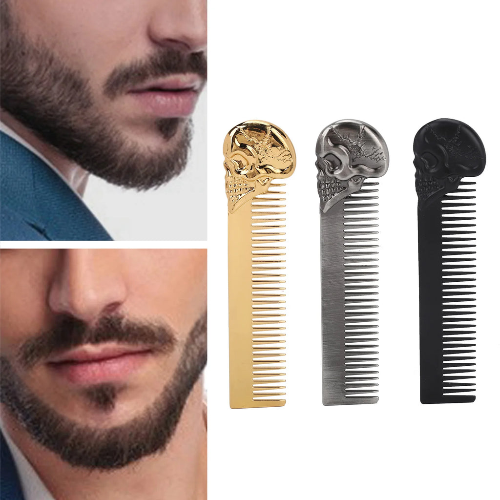 Hair Combs Beard Comb Beard Comb Zinc Alloy Skull Pattern Hair Styling Mustache Shaping Oil Hair Comb Comb Qme