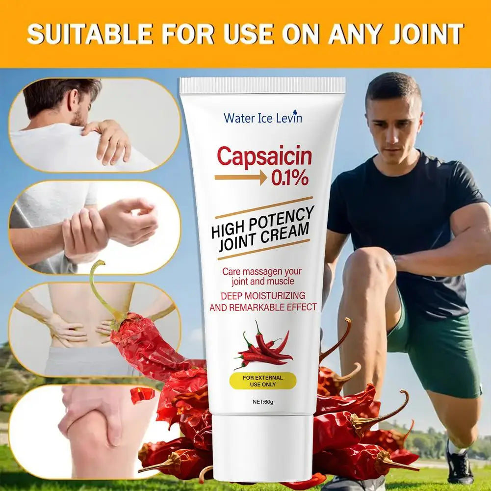 High Potency Capsaicin Joint Care Cream 60g Muscle Soothing Deep Moisturizing Portable Massage Cream For Sports Recovery Office Qme