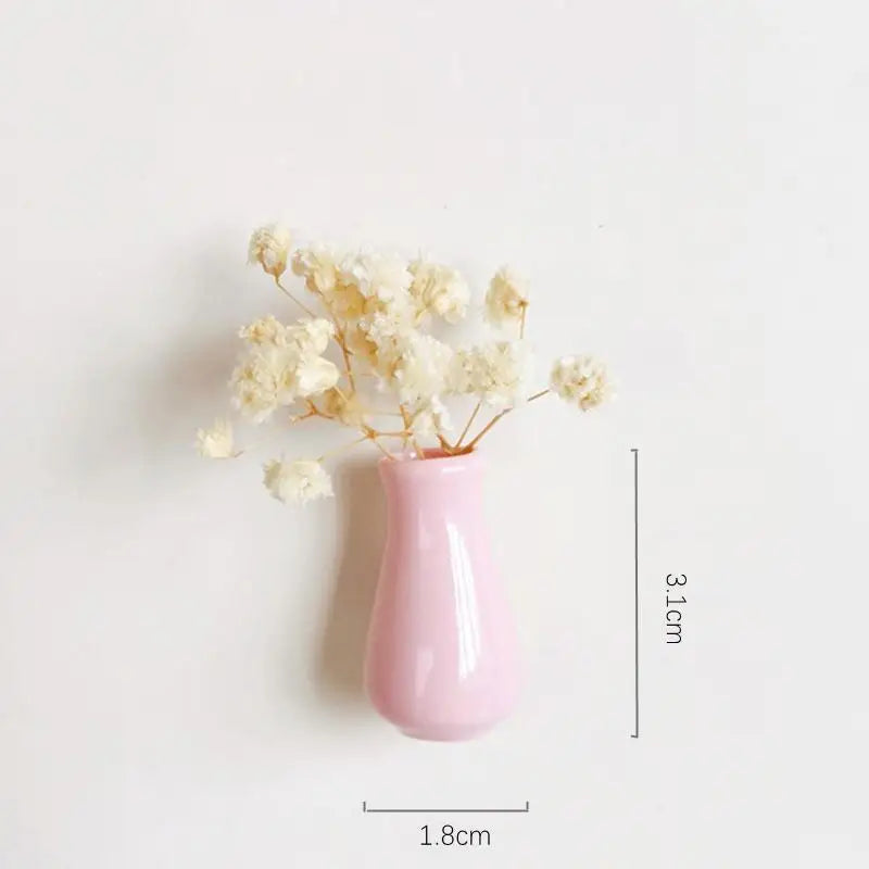 Mini Ceramic Vase Fridge Magnet 3D Micro Landscape Decorative Plant Qme 01