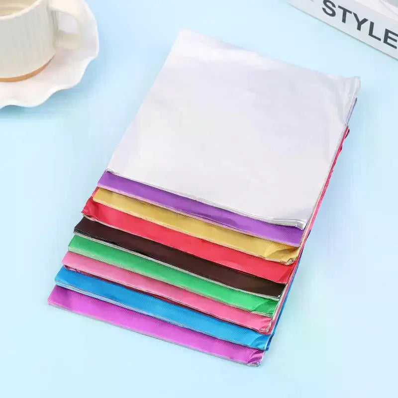 Aluminum Foils Wrapping Paper Sheets Foil Candy Package Paper Chocolate Wedding Party 100Pcs Candy Packaging Qme