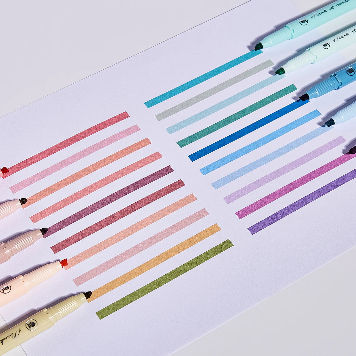 5Pcs/set Pastel Highlighters Marker Colors Fluorescent Hook Pen Colored Mark Pen Japanese Stationery School Supplies Kawaii Qme