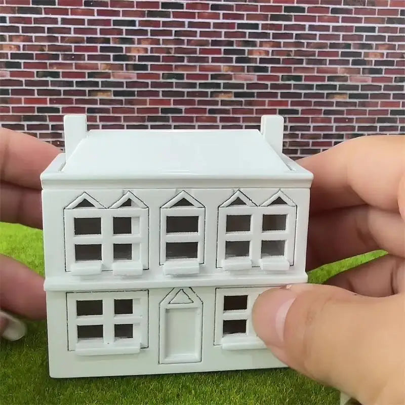 1 12 Dollhouse Miniatures White Wooden Villa Small House Model Doll Qme