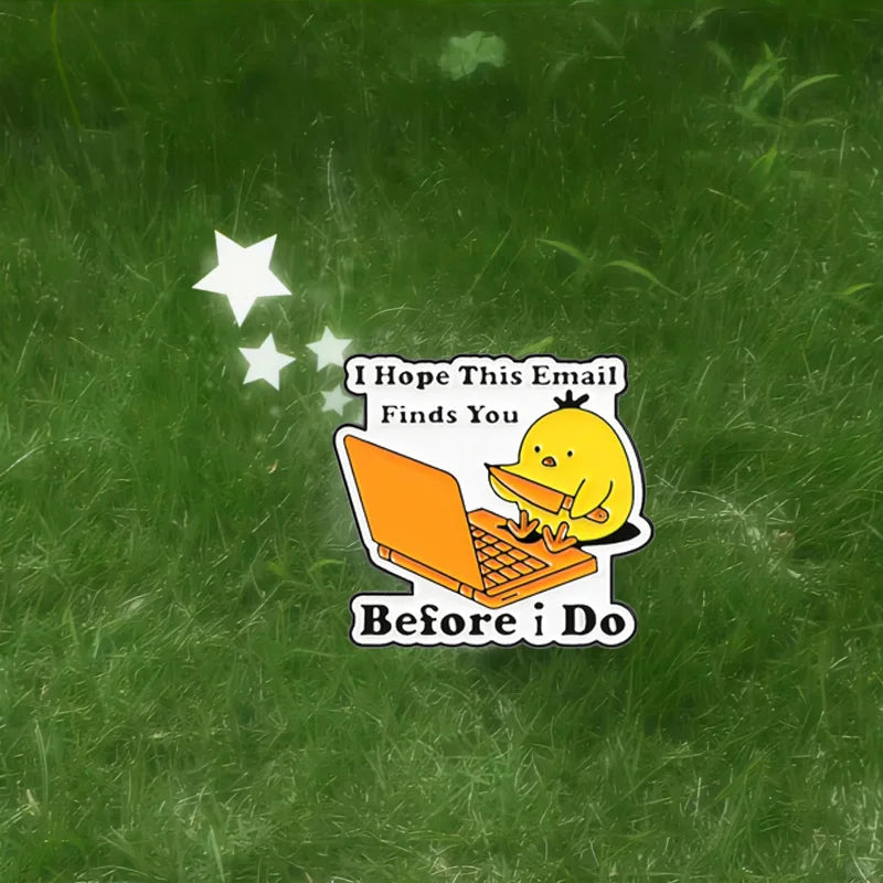 Cute Working Little Yellow Chicken Enamel Pin Cartoon Office Brooch Fashion Lapel Pin Creative Metal Badge Gift for Friends Qme