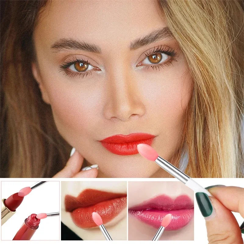 3/10PC Portable Silicone Lip Brush With Cover Soft Multifunctional Lip Balm Applicator Lipstick Lipgloss Makeup BrushesWholesale Qme