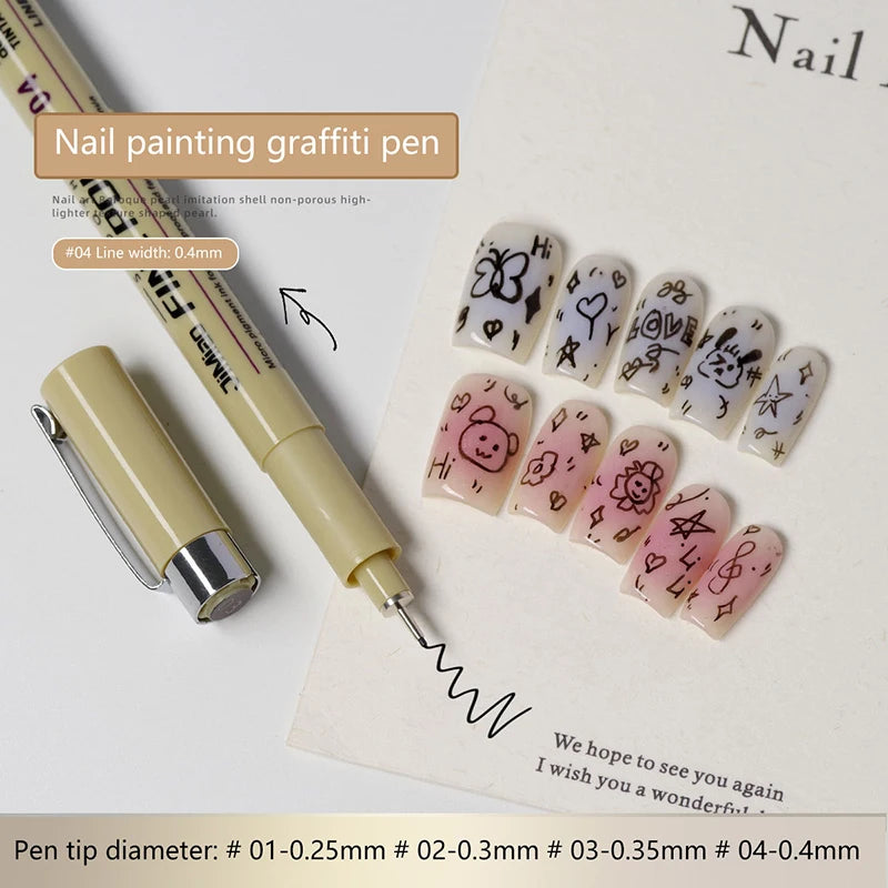 Waterproof Nail Art Graffiti Line Pen Gel Painting Wire Drawing Qme