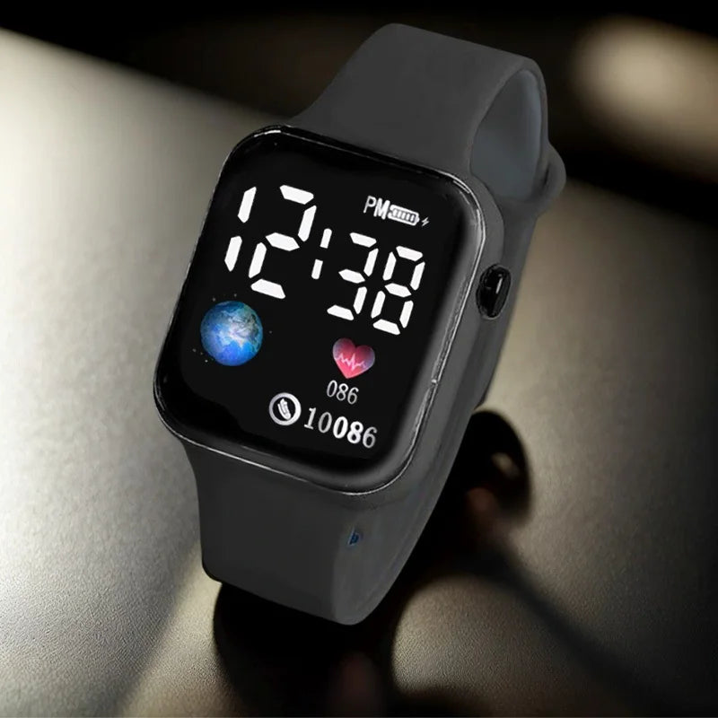 4-piece set for men and women | Fashionable, elegant, minimalist digital display electronic wrist Qme