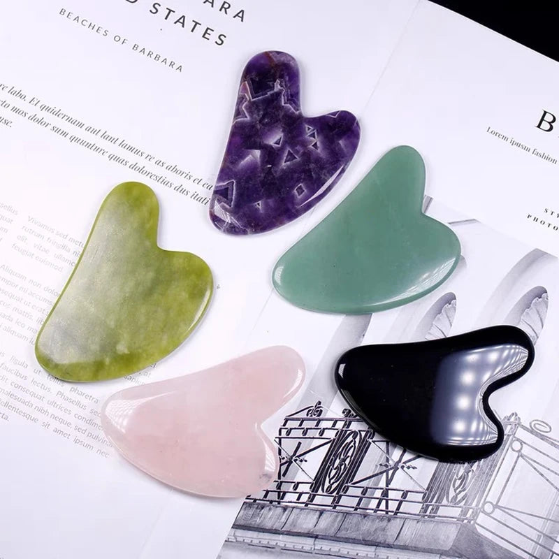 Rose Quartz Gua Sha Stone Facial Body Massage Tool Use Face Neck Back Qme