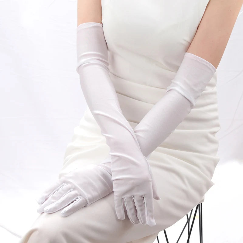 Women Long Finger Elbow Sun Protection Gloves Opera Evening Party Qme