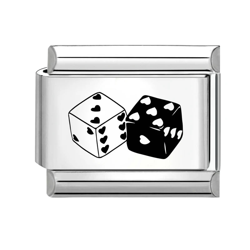 Wholesale Laser Engraving Lightning Heart NO 8 Ball Italian Charm