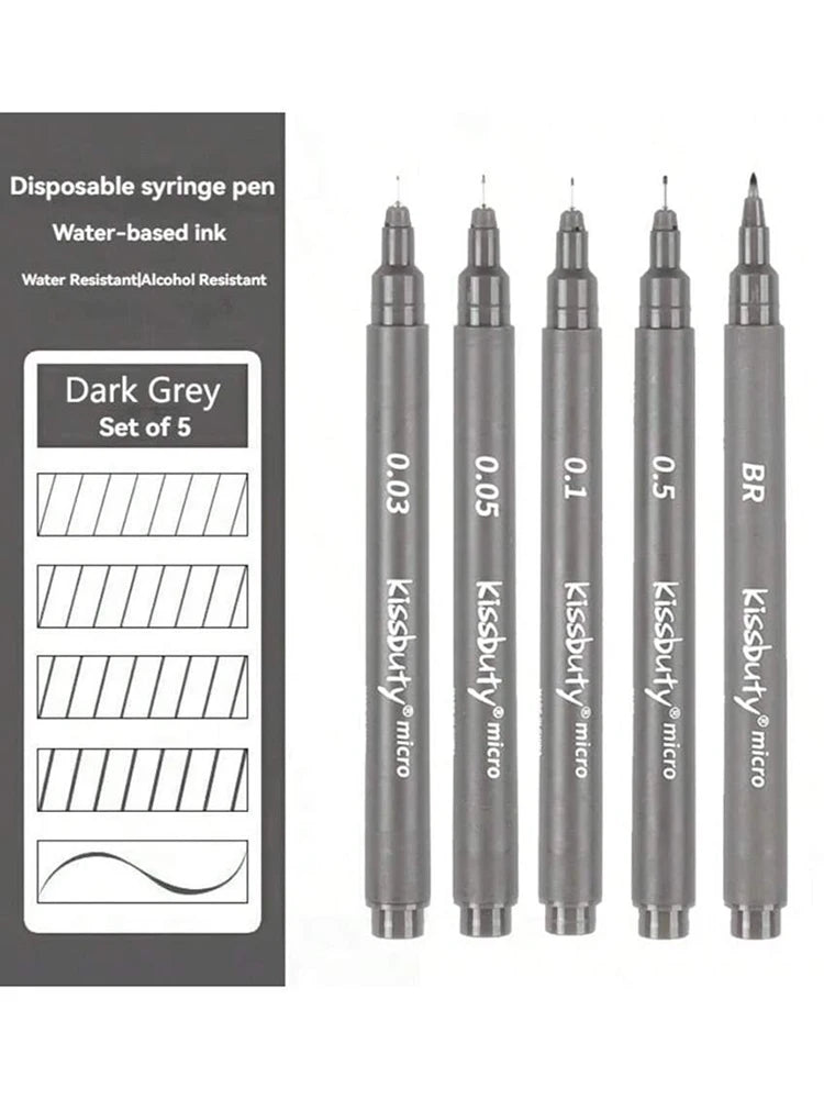 5Pcs Color Micro-Pen Fineliner Pens,High Quality Pigment Liner Multiliner Archival Ink Micro Fine Pen,for Sketching, Drawing Qme Dark grey-mix