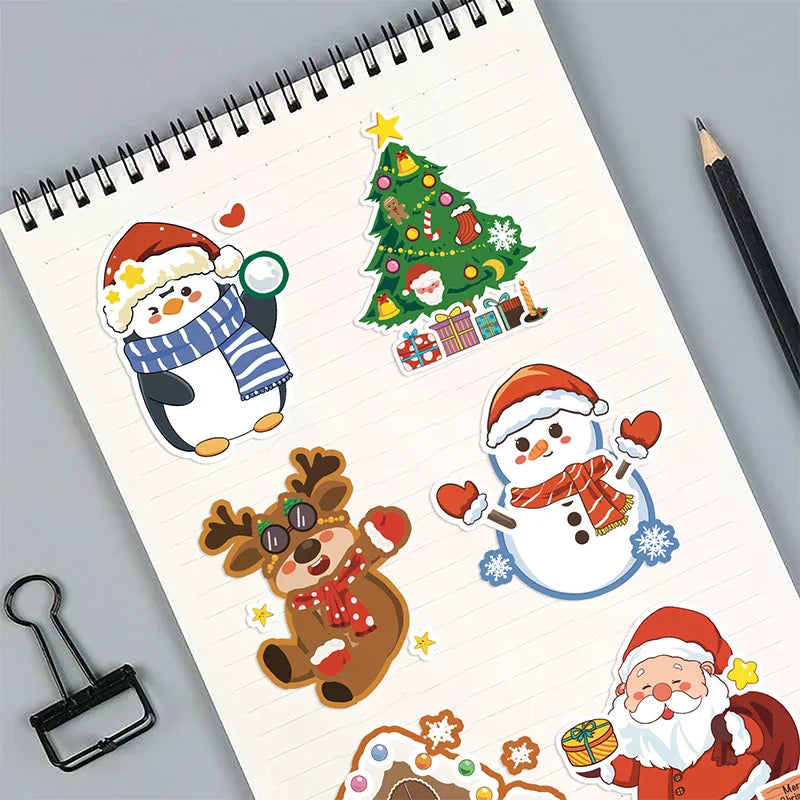 Christmas Puzzle Stickers Make Face Santa Claus DIY Waterproof Kids Qme