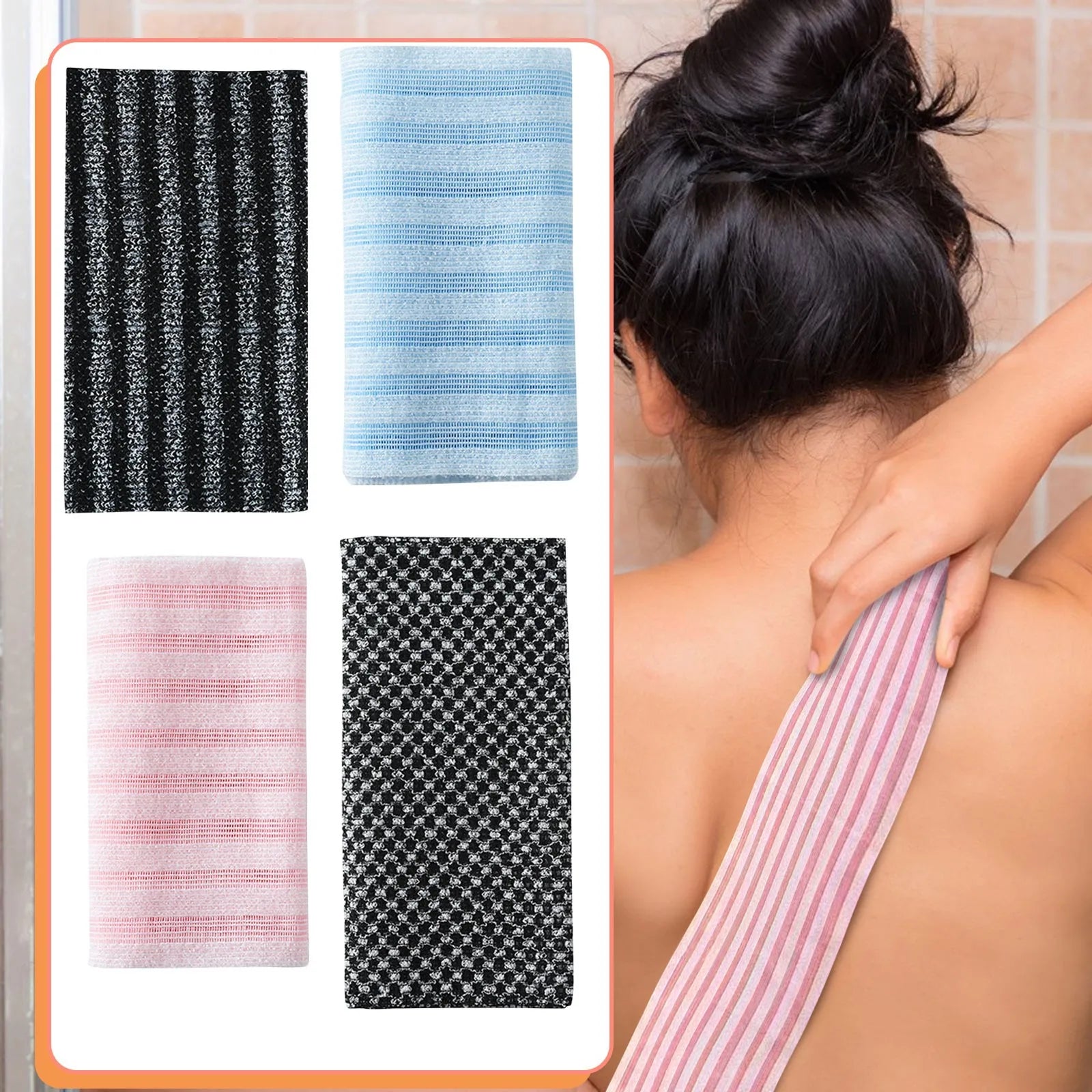 New Exfoliating Bath Towel Nylon Scrub Cloth for Back Body Towels Exfoliating Scrub Shower Sponge Bathroom Accessories Qme