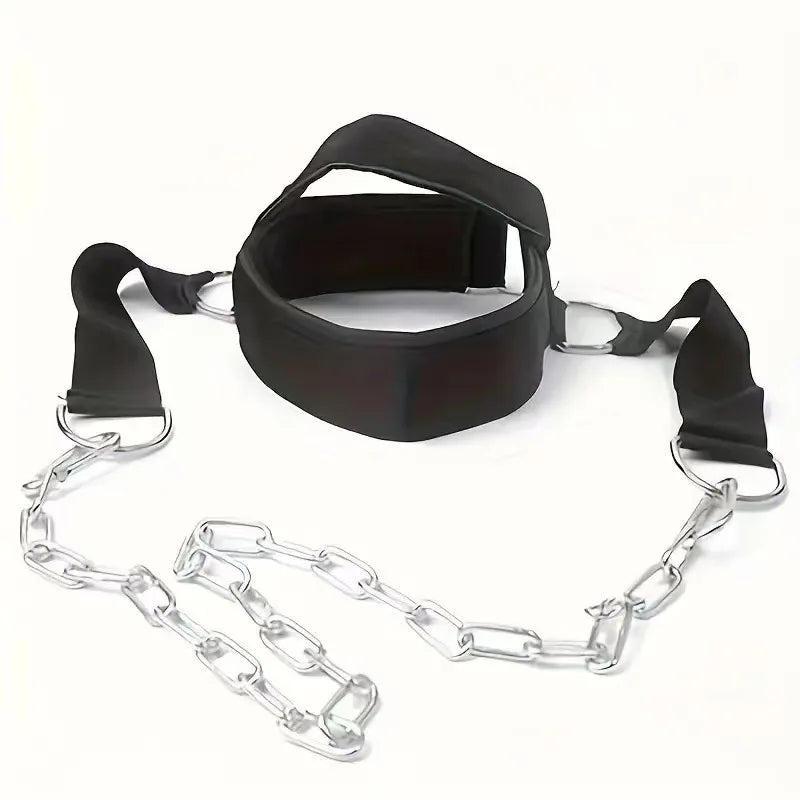 Heavy Duty Neck Cap Adjustable Weighted Headgear Barbell Plate Slots Qme black