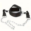 Heavy Duty Neck Cap Adjustable Weighted Headgear Barbell Plate Slots Qme black