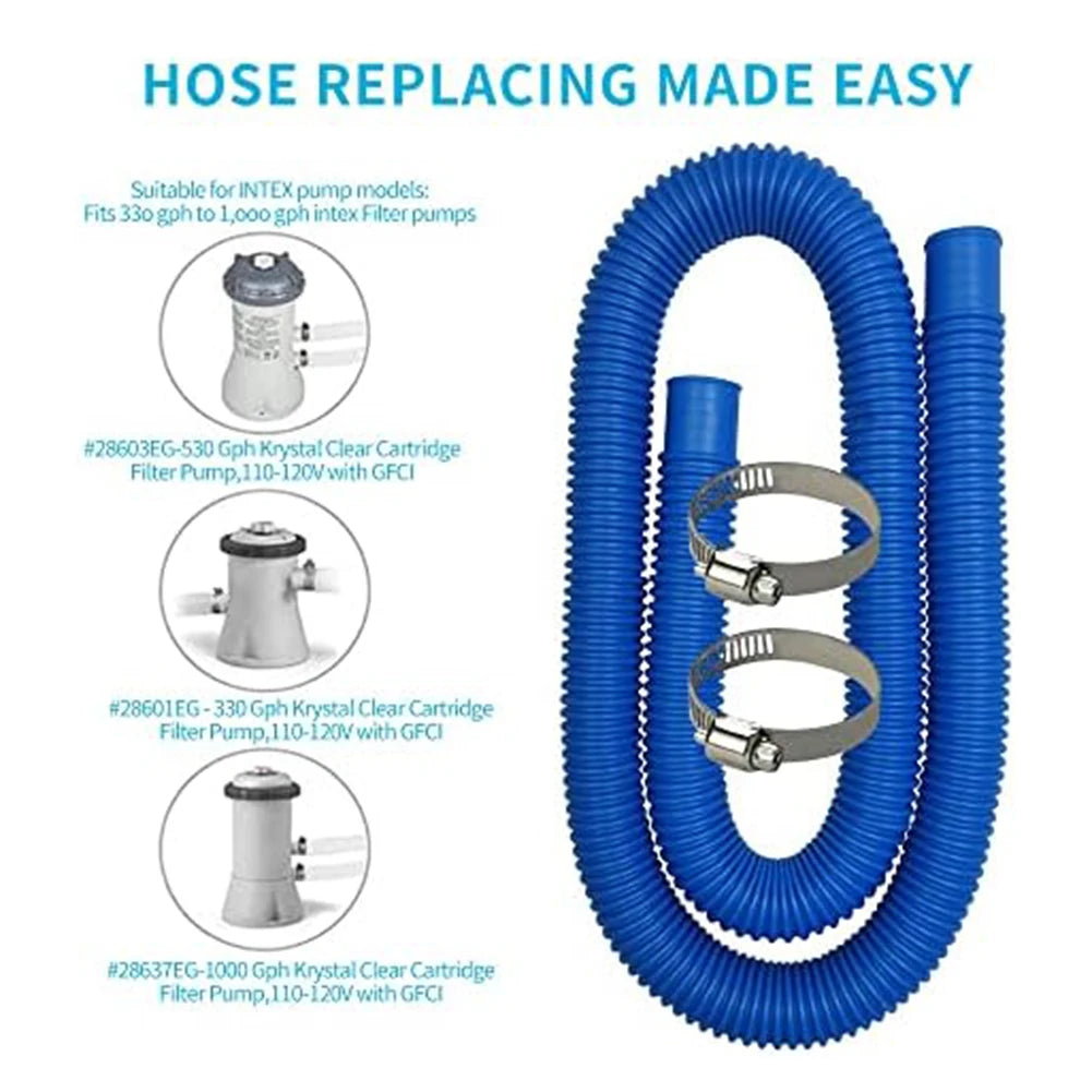 32mm Pool Hose Set With Metal Fastening Rings For Above Ground Pool System Compatibility With Pump Filter And Heating Units Qme