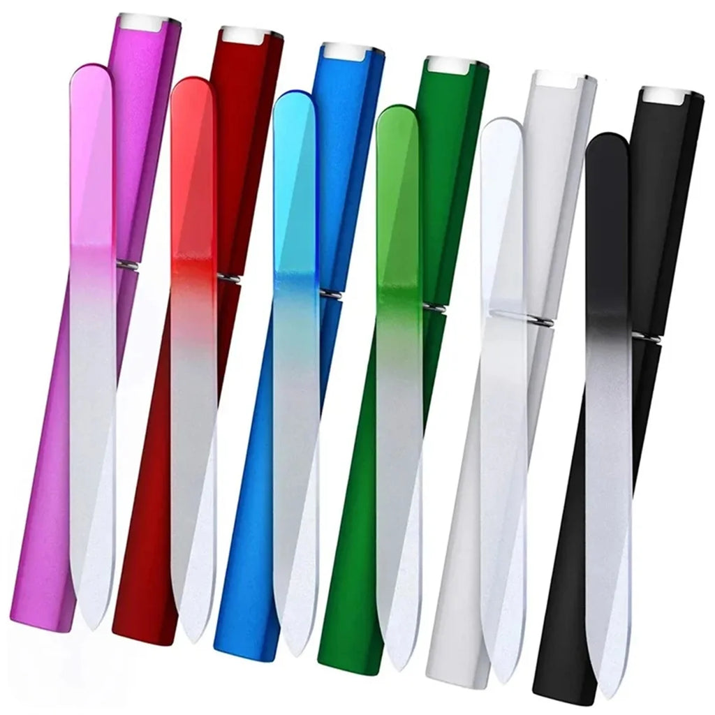 Professional Colorful Glass Nail Files Strip Double-sided Transparent Qme
