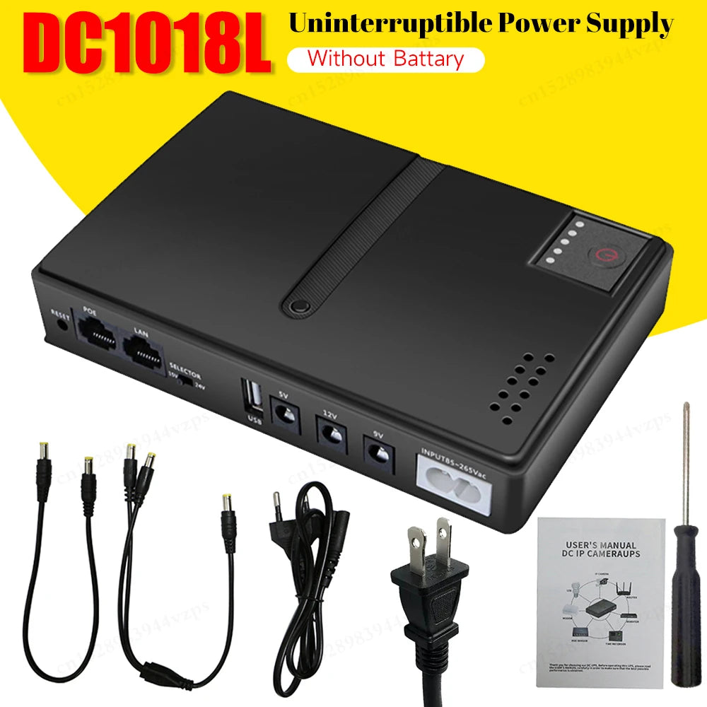 DC1018L Mini Portable UPS Backup Power Adapters 5V 9V 12V Uninterruptible Power Supply Battery Backup for WiFi Router Camera Qme
