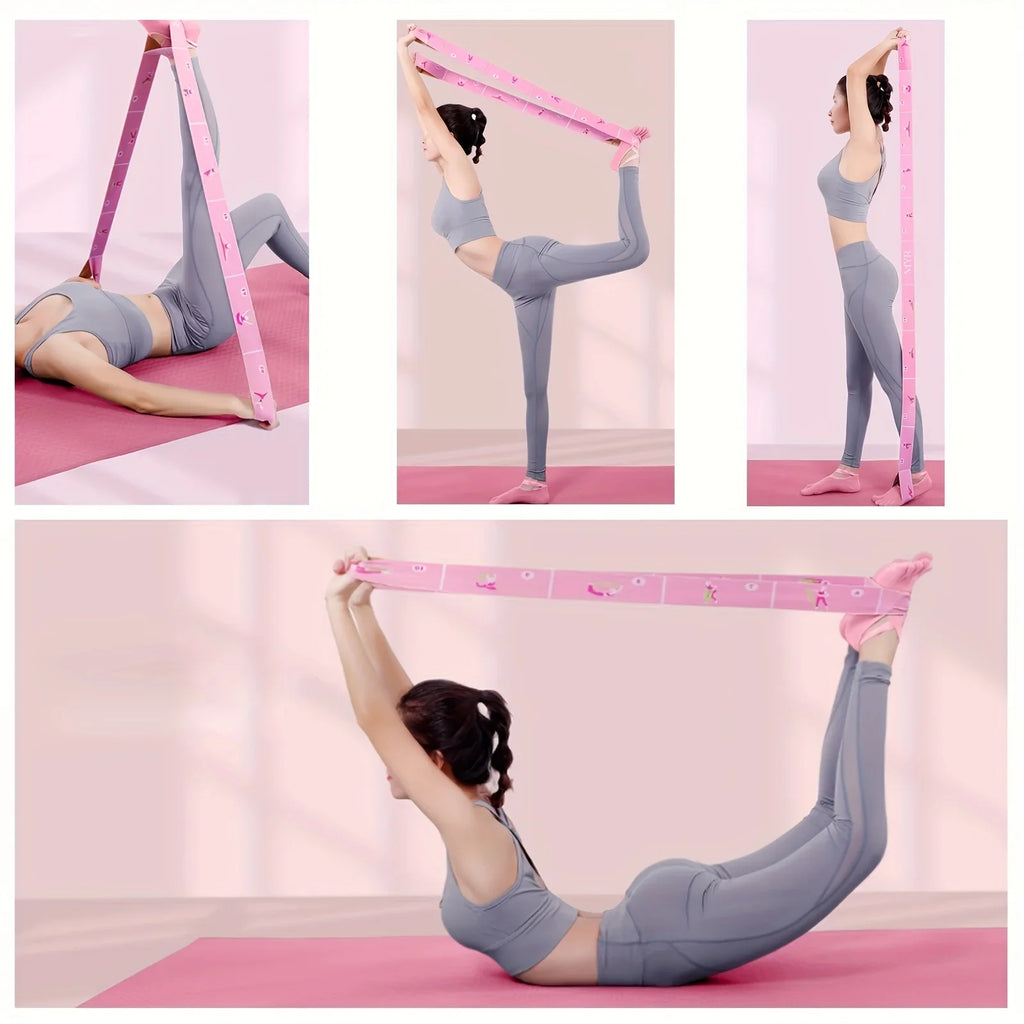 Yoga Stretch Strap, Sports Exercise Resistance Bands For Dance, Gymnastics, Workout, Pilates Stretch Belt For Physical Therapy Qme