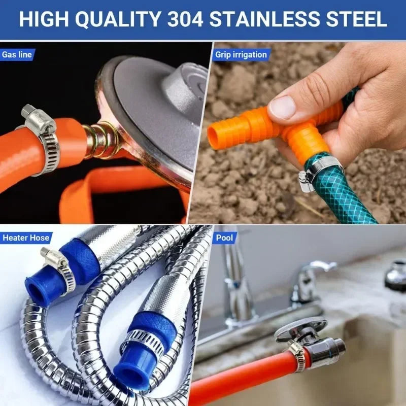 Stainless Steel Screw Band Hose Clamps Adjustable Car Fuel Tube Pipe Clamp Worm Gear Plier Tools Faucet Water Pipes Fasteners Qme