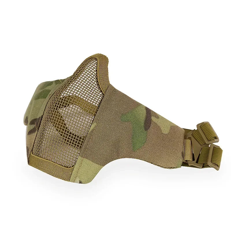Tactical Lower Face Protective Mask for Hunting, Paintball, CS, Adjustable Military Tactical Protective Mesh Half Face Mask Qme 4