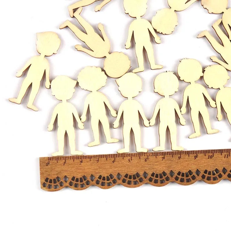 20Pcs 22x49mm Boy/Girl Wooden Crafts Decoracion DIY Scrapbooking Crafts Supplies Home Party Decor Handmade Ornaments Arts c3417 Qme 2