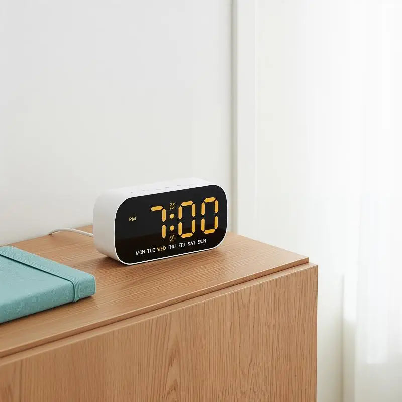 Desktop Digital Alarm Clock Temperature Date Week Dual Night Mode Qme