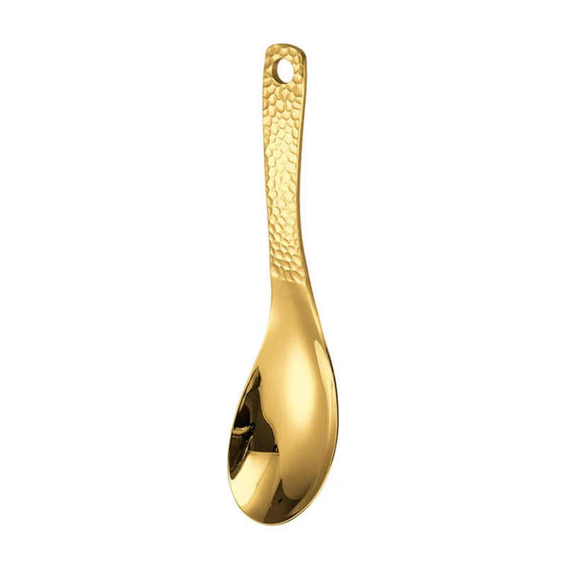 Stainless Steel Soup Spoon Deepen Large Capacity Silver Mirror Qme gold 1PCS