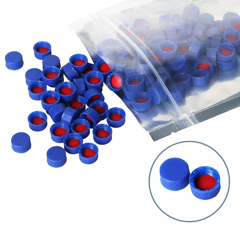 Blue Open-topped Polypropylene Cap Plastic Septa 9 Mm For Chromatography Vial 2 Ml Replacement Qme Solid cover