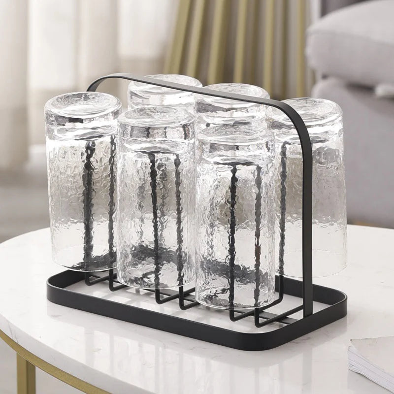 Glass Bottle Holder Coffee Mug Office Mugs Organizer Metal Cup Drying Qme Black