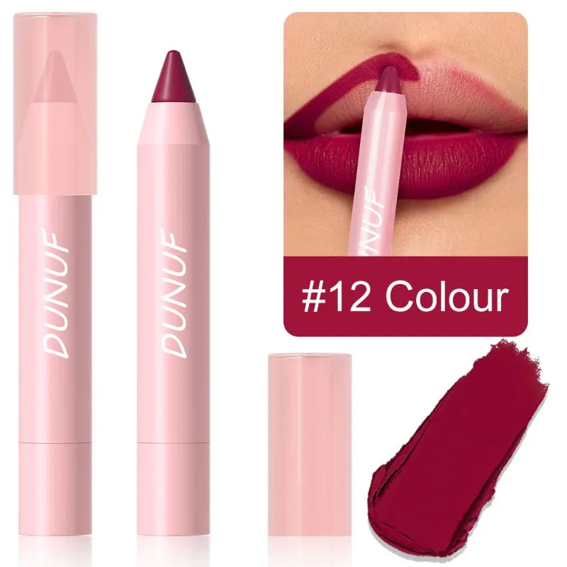 18 Colors Matte Lipstick Pen Soft Silky Velvet Lip Liner Pencil Sexy Full Color Lip Crayon Waterproof Lasting Beauty Maquillaje Qme 12