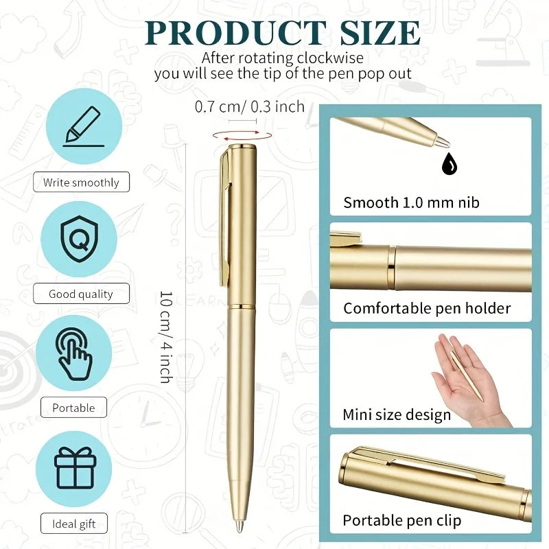 Mini Ballpoint Pens 4 Inch Short Black Ink Ballpoint Pen Writing Instruments For Notebook Pocket Signature Notepad School Office Qme