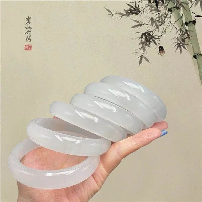 Natural Ice Ink Jade White Moonlight Jade Bracelet Grey Ice Emerald Color Women's Jewelry Wholesale Qme