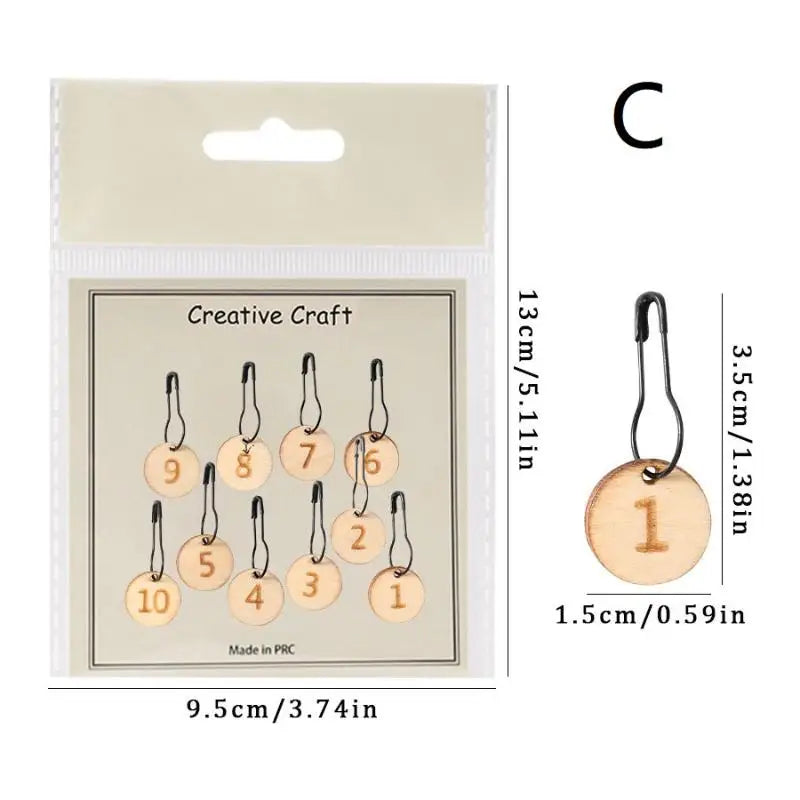 Wooden Knitting Ruler Gauge Locking Stitching Markers Crochet Marker Qme C