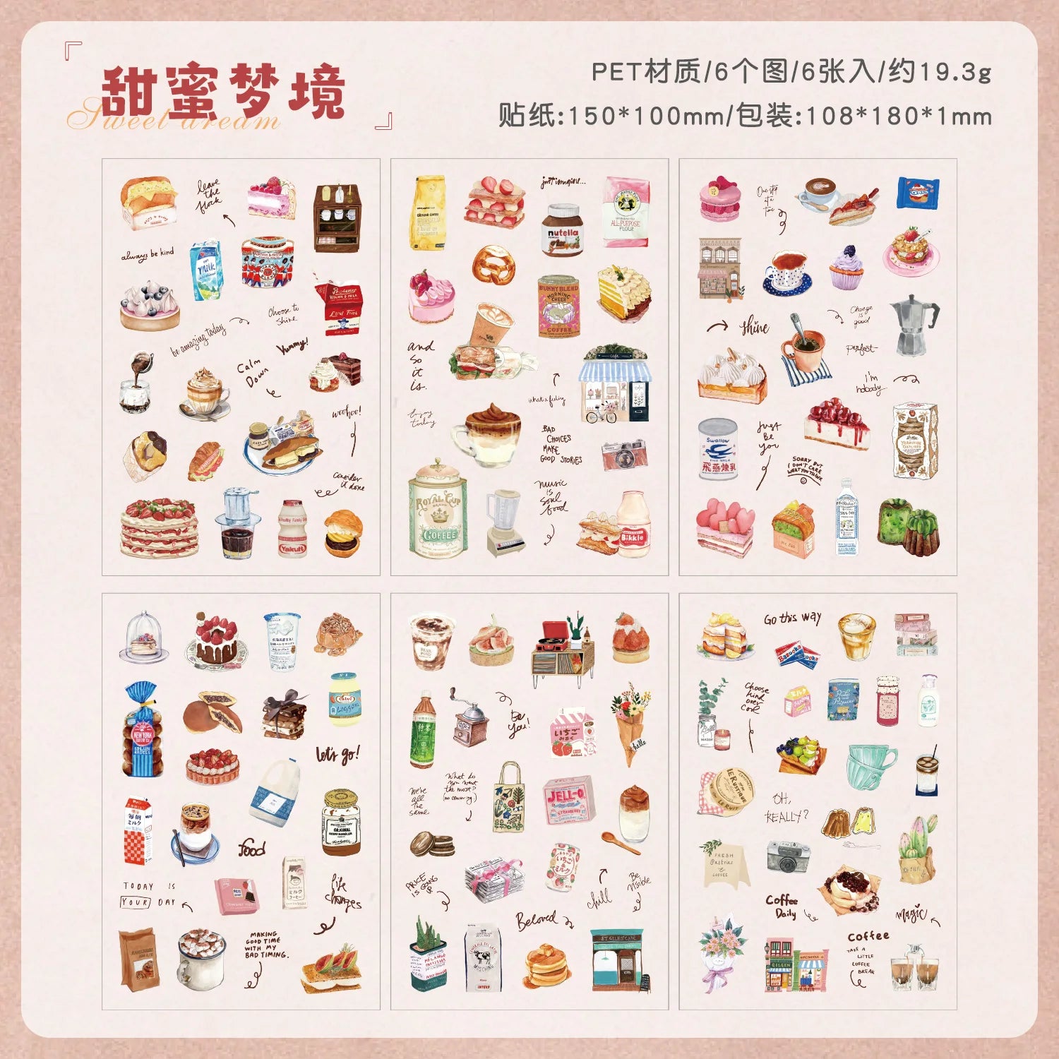 TIANZI 6 sheets Cute Magazine Scrapbooking Stickers Book DIY Junk Journal Material Decoration Album Diary Stationery supplies Qme F