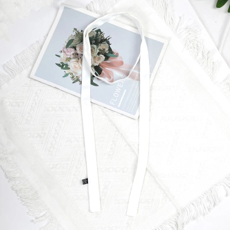 160cm X 2.5cm Long Skinny Brand Bag Scarf for Women Head Handle Silk Scarves Wraps Satin Neck Tie Ribbons Headbands Neckerchief Qme WHITE 2.5 -160cm