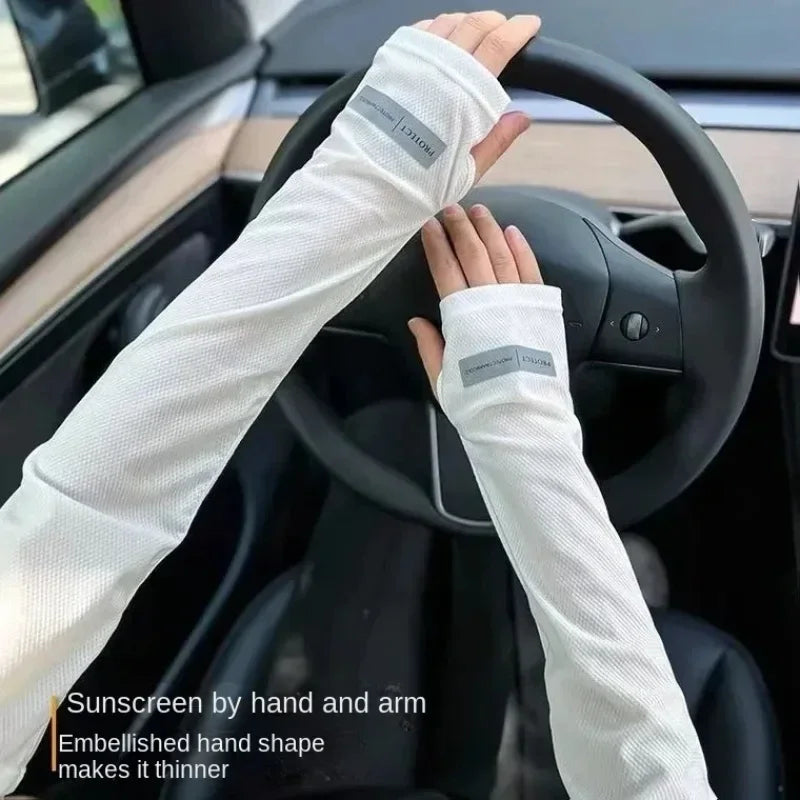Summer Unisex Cycling Sleeve Cooling Arm Sleeves Anti-sunburn Sunscreen Sleeves Uv Sports Safety Fitness Long Sleeves For Arm Qme