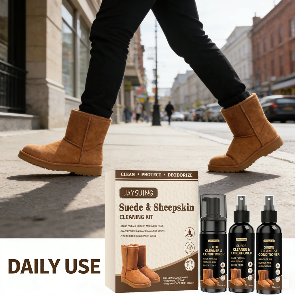 Suede & Sheepskin Cleaning Kit Remove Stubborn Stain Eliminate Odor Decontamination Made for All Nubuck Waterproof Shoe Care Set Qme