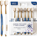 6 adult wide head soft bristled toothbrushes, gentle and manual to effectively clean teeth, suitable for travel and daily use Qme MULTI