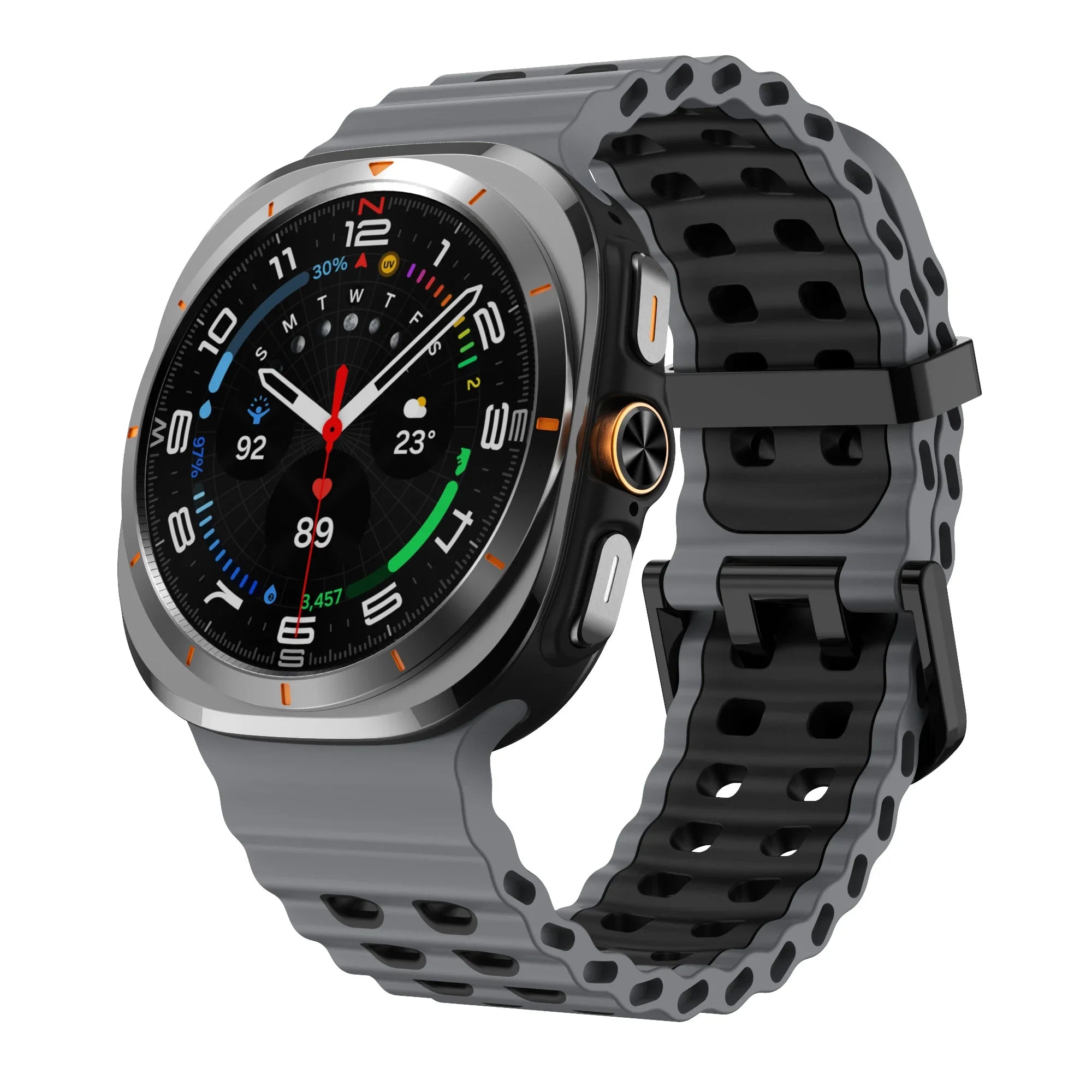 Two-Tone Sports Silicone Strap For Samsung Galaxy Watch Ultra Marine Band Bracelet For GalaxyWatch Ultra 47mm Watchband Qme Gray Black BlackB Galaxy Watch Ultra