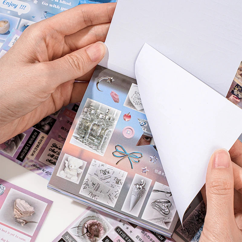 30 Sheets Cute Die-Cut Sticker Book - Hand account Decoration Scrapbooking Decals for Junk Journals & DIY Crafting Qme